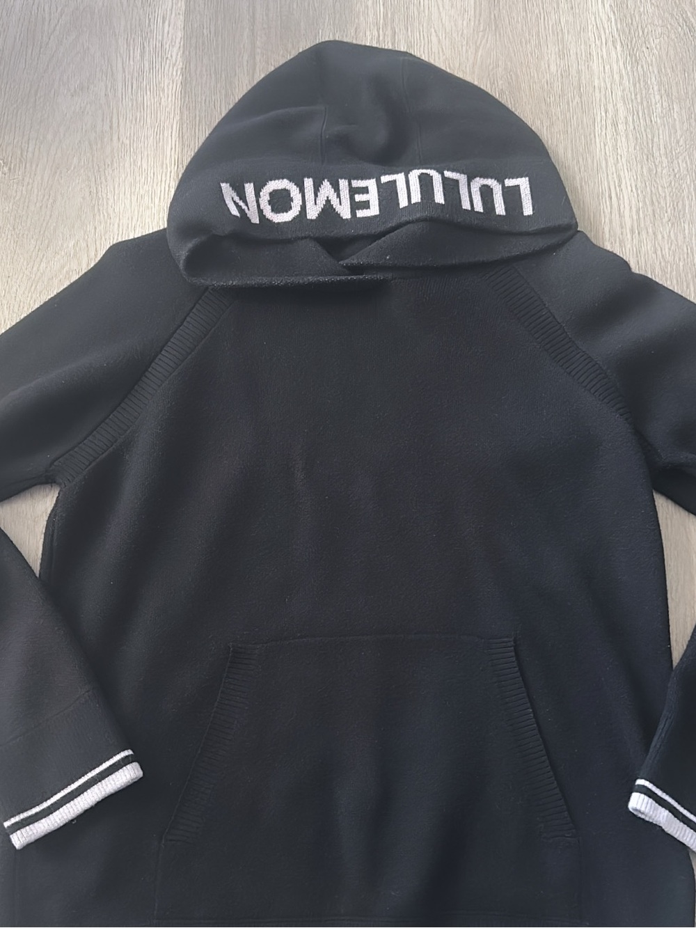 lululemon athletica Black Hoodie Sweater with White Logo